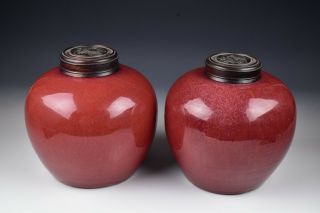 Chinese Ox Blood Flambe Sang de Boeuf Glazed Ginger Jars 19th Century 3