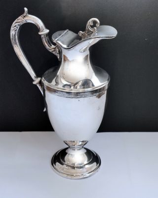 Gorgeous Antique Silverplate Water Jug With Ornate Handle - 25cms In Height.