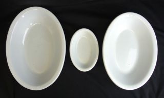 Set Of 3 Antique Ironstone J&g Meakin,  England White Oval Bowls