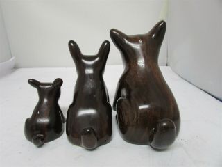 Set Of 3 Vintage MCM Hand Carved Wood Wooden Dog Figurines 3