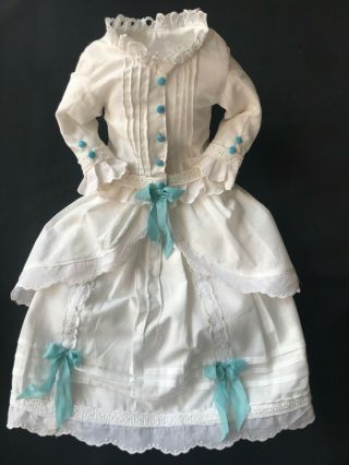 Long French Fashion Doll Dress Antique Style For 18 - 19in Antique Doll