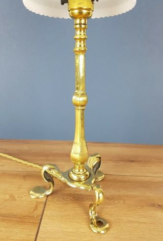 Brass Pullman Lamp With Decorated Flower Basket Shade; Rewired & PAT 2