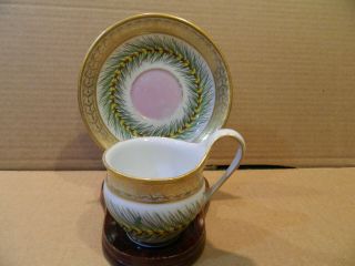 Kpm Germany Demitasse Cup & Saucer Hand Painted Integral Handle Antique
