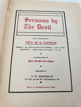 Antique old 1904 Sermons By The Devil 1st edition book God Satan Christianity HC 5