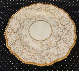 Antique Worcester Flight Barr & Barr Porcelain Gold Seaweed Dinner Plate