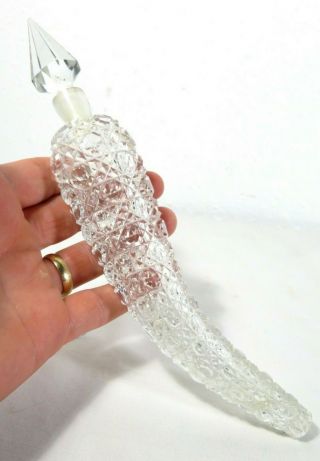 Vtg Antique Cut Crystal Glass Cornucopia Perfume Decanter Bottle Art Czech Nr