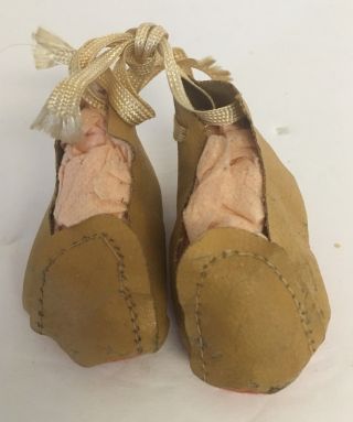 Vintage Oil Cloth Doll Shoes With Felt Bottoms