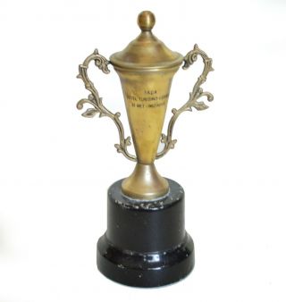 Antique Vintage Brass Bronze Engraved Art Deco Style Cup Goblet Trophy