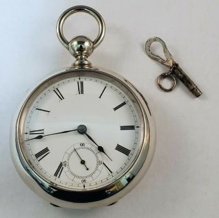 Waltham 18s,  7j Key Wind Pocket Watch In Fahys Ore Silver Pair Case & Key - Runs