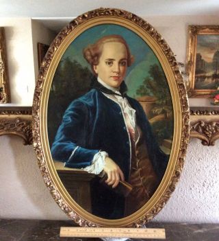 Antique Style Oil Painting Portrait of a Young Gentleman O/C European Art Framed 3