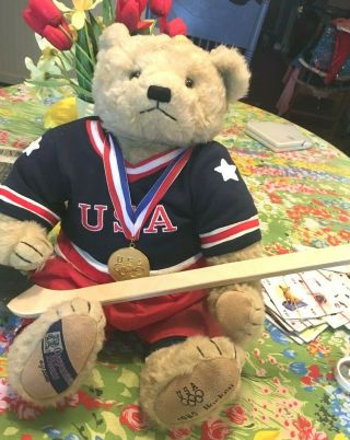 Vintage Cooperstown Teddy Bear - Hockey 1980 Miracle on Ice L.  E. 2
