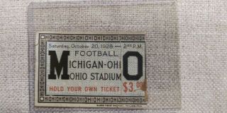 Antique Ohio State Buckeyes Vs M 1928 Football Ticket Stub Ohio Stadium