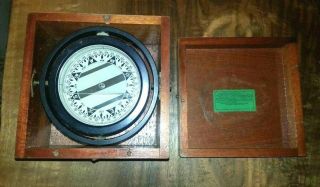 Vintage 1934 Wilcox Crittenden & Co Inc.  Nautical Maritime Compass In Wooden Box
