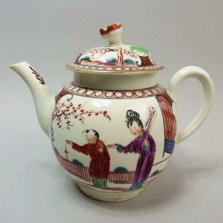 Antique Worcester Chinoiserie Decorated Porcelain Teapot C.  1760