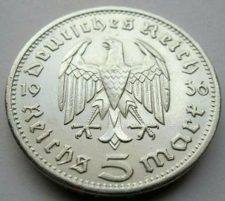 (72) Antique Wwii German 3rd Reich 1936 G 5 Reichsmark Silver Coin