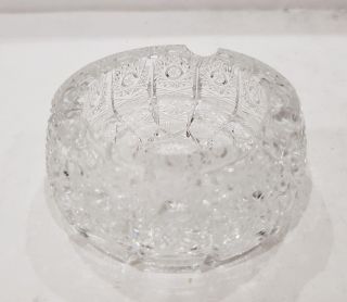 Vintage / Antique Decorative Heavy Crystal Hand Cut Ashtray / 3 "