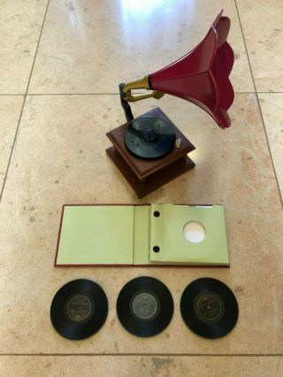 American Girl Rebecca’s Phonograph Set Antique Victrola Record Player & Records