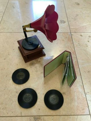 American Girl Rebecca’s Phonograph Set Antique Victrola Record Player & Records 3