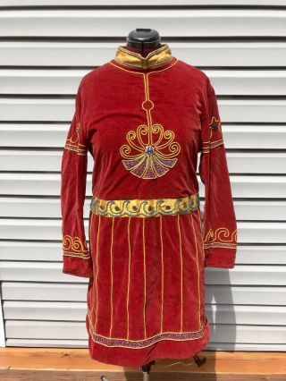 Antique Odd Fellows Red Velvet Robe Captain Of The Guard Regalia Midevil Costume