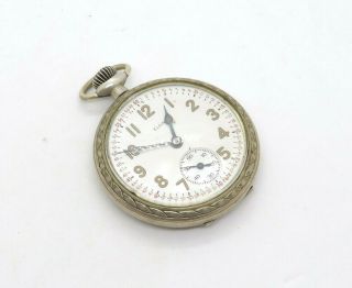Vintage Elgin 17j Wwii Us Military Pocket Watch,  Nickel Case Sz 16s
