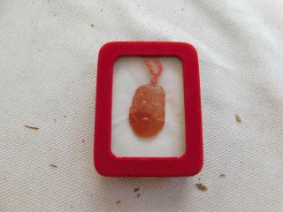 Vintage Old Chinese Carved Red Jade Or Agate Pendant