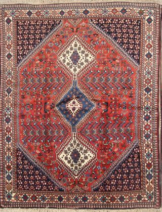 Antique South - West Design Tribal Yalameh Qashqai Persian Oriental Area Rug 5x6