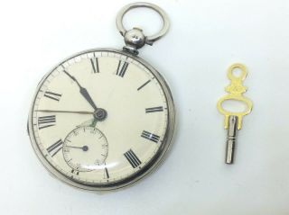 Antique Victorian Solid Silver Fusee Pocket Watch Albert Chain Fob London