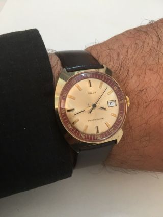 Vintage Timex Marlin (26760) Mechanical Men Wristwatch Made In Great Britain 1972