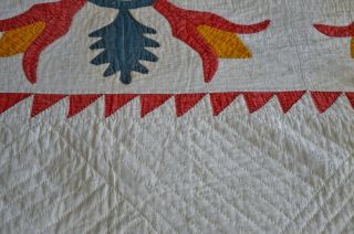 Antique Hand Stitched Folky Tulip Applique Quilt Dated 1826 7