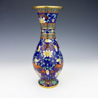 Antique Chinese Cloisonne - Oriental Flower Decorated Enamel Vase
