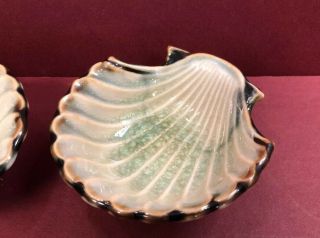 2 Antique Majolica Clam Shell Butter Pats Or Pin Trays 2
