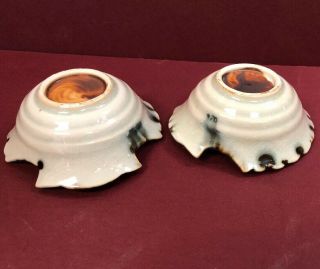 2 Antique Majolica Clam Shell Butter Pats Or Pin Trays 6