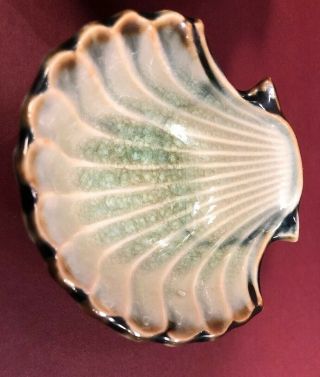 2 Antique Majolica Clam Shell Butter Pats Or Pin Trays 8