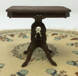 Vintage Dollhouse Miniature Wood Carved Side Table Furniture