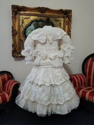 Vintage French Victorian Dress 17 " For Antique Bisque German Doll 26 - 30 "