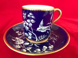 Fine Antique Minton / Moore Pat Sur Pat Porcelain Cup And Saucer.  1.