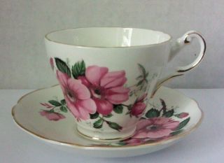 Vintage Regency English Bone China Tea Cup And Saucer - Pink Rose Pattern