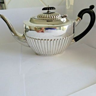 Antique Silver Plate Epbm Teapot Tea Pot 1/2 Reeded Queen Anne Patt - J Rodgers