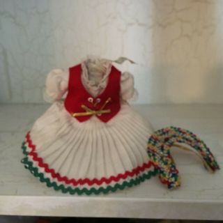 Vintage White & Red Dress For Your Madame Alexander Doll 8 "