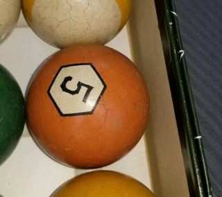 Antique Pool / Billiards Number 5 Orange Clay Ball Rare Open To Offers