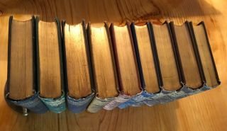 Set of 9 Antique Mid 19th Century Cloth Bound Decorative Books.  Poets & Authors 4
