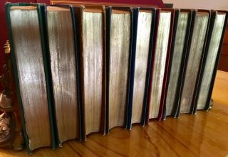 Set of 9 Antique Mid 19th Century Cloth Bound Decorative Books.  Poets & Authors 5