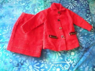 Vintage Barbie Francie Doll Clone Red Corduroy Suit - Jacket And Matching Skirt