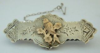 Victorian Rose Gold & Silver Smith Brothers Love Bird Sweetheart Brooch Pin 1896