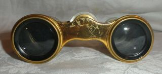 Lemaire Paris French Antique Mother Of Pearl Brass Theater Opera Glasses w/Case 4