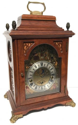 Vintage Christiaan Huygen Musical Penny Moon Moonphase Bracket Mantel Clock