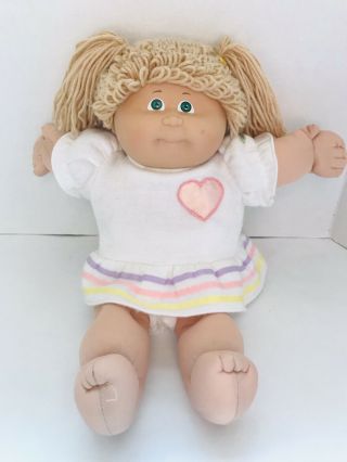 Vtg 1985 Cabbage Patch Kids Doll 16 " Wheat Yarn Hair Green Eyes Dimple