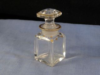 Victorian Antique Glass Scent Perfume Bottle Gold Stars Vanity Jar Pot