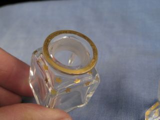 VICTORIAN ANTIQUE GLASS SCENT PERFUME BOTTLE GOLD STARS VANITY JAR POT 4