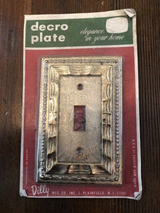 Vintage Metal Light Switch Plate Cover Aged Brass Funky Ornate 60s 70s